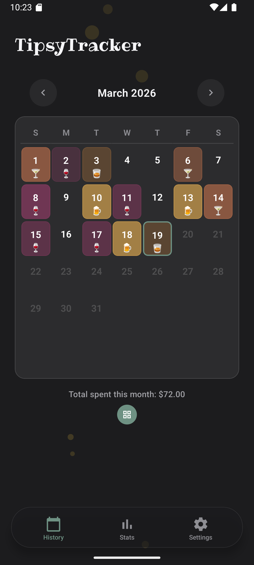 TipsyTracker alcohol tracker app preview